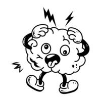 A nervous brain sketchy style icon vector
