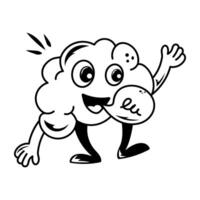 A hand drawn style icon of brain communication vector