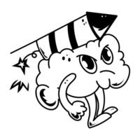 A doodle style icon of fast thinking vector