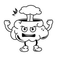 A hand drawn style of an angry brain vector