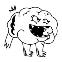 A hand drawn style icon of a monster brain vector