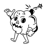 A hand drawn icon of dangerous brain vector