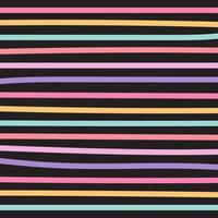 Colorful Striped Pattern on Black Background. Vibrant Horizontal Stripes Design. Modern Minimalist Striped Background vector