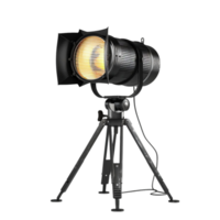 a spotlight on a tripod with a light bulb Generative-AI png