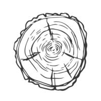 Tree Rings Set Saw Cut Trunk with Cracks and Black Lines Wooden Texture. illustration vector