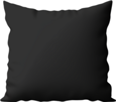 Black cushion mockup. Blank black pillow square shape front view mockup template. Isolated on transparent background. png