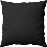 Black cushion mockup. Blank black pillow square shape front view mockup template. Isolated on transparent background. png