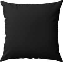 Black cushion mockup. Blank black pillow square shape front view mockup template. Isolated on transparent background. png