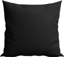Black cushion mockup. Blank black pillow square shape front view mockup template. Isolated on transparent background. png