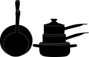 Silhouette cookware on white background vector