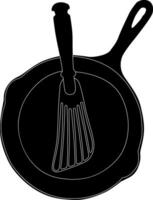 Silhouette cookware on white background vector