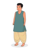 Indian village men cartoon character design for 2d animation vector