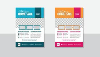 Real Estate Flyer Layout with Design Templat. vector