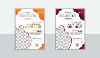 Real Estate Flyer Layout with Design Templat. vector