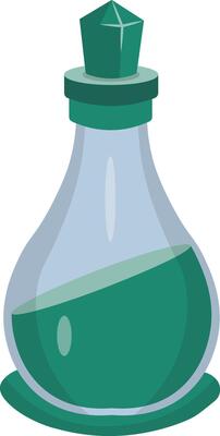 Magic Potion in Bottle Isolated on White Background. Illustration in Simple Cartoon Design.