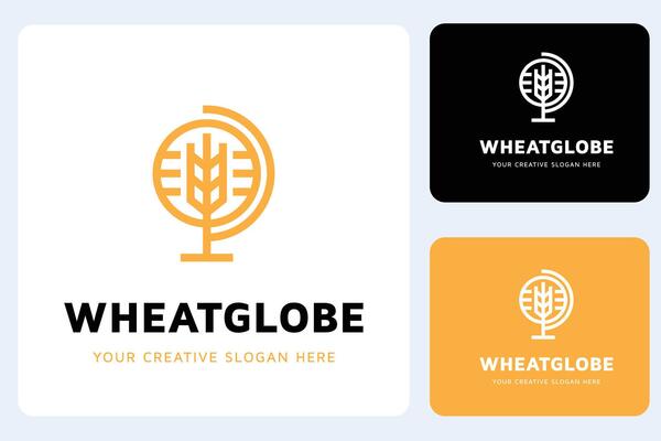 Wheat Globe Logo Design Template