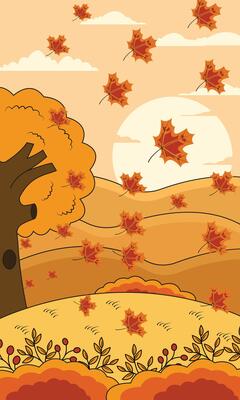 autumn background landscape with beautiful nature illustration