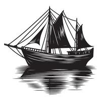 Sailboat silhouette illustration isolated on a white background vector