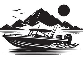 Modern luxury yacht ship silhouette illustration isolated on a white background vector