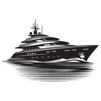 Modern luxury yacht ship silhouette illustration isolated on a white background vector