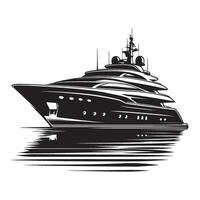 Modern luxury yacht ship silhouette illustration isolated on a white background vector