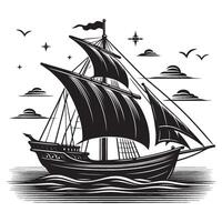 Sailboat silhouette illustration isolated on a white background vector