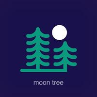 Creative moon among trees modern logo. Company template in touch with nature. vector