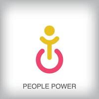 Close up button and human modern logo. Unique color transitions. business start and finish company logo template. vector