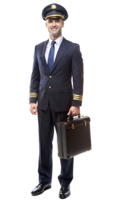 Professional Airline Pilot in Uniform With Luggage 47726492 PNG