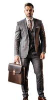Confident Businessman In Suit With Briefcase png