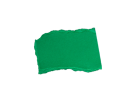 Single green ripped paper piece isolated on transparent background, paper edge design element png