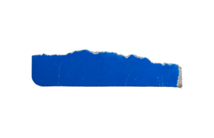 Single blue ripped paper piece isolated on transparent background, paper edge design element png
