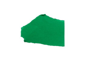 Single green ripped paper piece isolated on transparent background, paper edge design element png