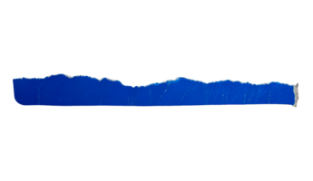 Single blue ripped paper piece isolated on transparent background, paper edge design element png