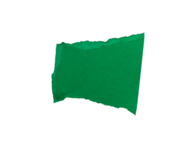 Single green ripped paper piece isolated on transparent background, paper edge design element png