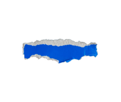Single blue ripped paper piece isolated on transparent background, paper edge design element png