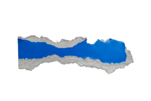 Single blue ripped paper piece isolated on transparent background, paper edge design element png
