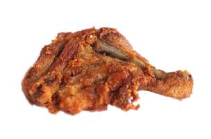 Crispy deep fried chicken leg, isolated on white background. Concept, Favorite delicious food for all. Crispy on outside and tender on inside. Recipe and gourmet. Homemade oily food ,snack or savoury. photo