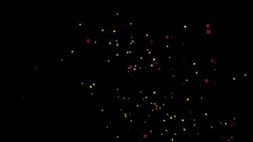 Glow Yellow Pink bokeh particles flowing animation on black background video