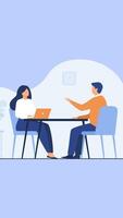 Job Interview. ein Kandidat zum ein Position im ein Unternehmen ist reden zu ein Std Manager auf Vertikale video