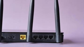 Wi-Fi router with cables on table video