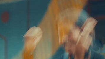Blurred person in motion with a smile video