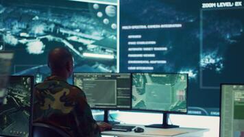 Aircraft maintenance technician coordinating air support to provide assistance for ground troops, ensures correct functioning for future warfare missions. Operate surveillance systems. Camera A. video