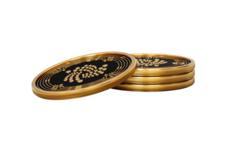 3d Stack Of Golden Cryptocurrency IOTA Rounded Coins Stack 3d Illustration png