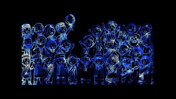 Glowing looping Coming of Age Day Diverse cultures celebrating Coming of Age. neon frame effect, black background. video