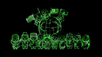 Glowing looping Coming of Age Day Global celebration of Coming of Age Day. neon frame effect, black background. video