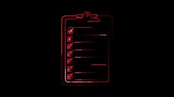 Glowing looping New Year Day List of New Year's resolutions. neon frame effect, black background. video