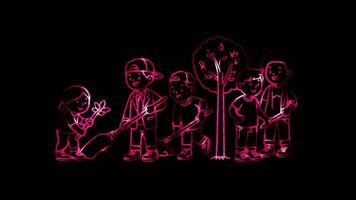 Glowing looping Martin luther king Day Community service on Martin Luther King Jr. Day . neon frame effect, black background. video