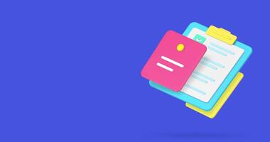 Business effective planning time management task to do checklist 3d icon animation loop. Project productivity organization data control marketing strategy administration clipboard video