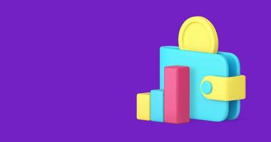 Budget management accounting and financial analyzing 3d icon animation loop. Banking finance control economy data chart diagram income expenses and earnings analysis wallet coin video